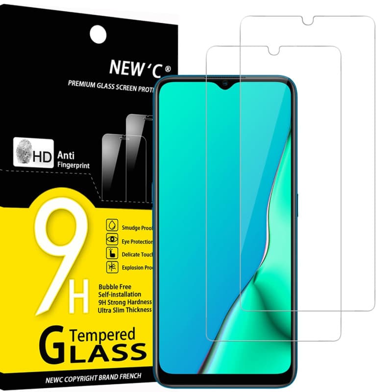 NEW'C Lot de 2, Verre Trempé pour Oppo A9 2020, A5 2020, Film Protection écran Efficace Contre Les Rayures - sans Bulles - Ultra