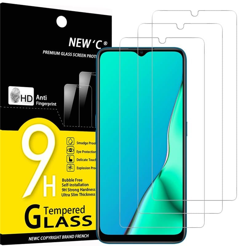 NEW'C Lot de 3, Verre Trempé pour Oppo A9 2020, A5 2020, Film Protection écran efficace contre les Rayures - sans Bulles - Ultra