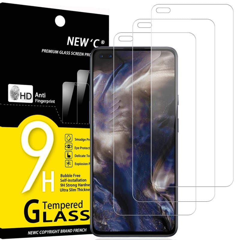 NEW'C Lot de 3, Verre Trempé pour OnePlus Nord, Film Protection écran efficace contre les Rayures - sans Bulles - Ultra Résistan