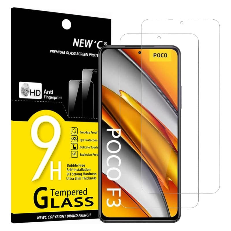 NEW'C Lot de 2, Verre Trempé pour Xiaomi Poco F3, Xiaomi Mi 11i, Film Protection écran efficace contre les Rayures - sans Bulles