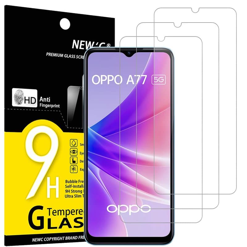 NEW'C Lot de 3, Verre Trempé pour OPPO A77 5G, OPPO A57 4G, Oppo A57s Film Protection écran - sans Bulles d'air -Ultra Résistant
