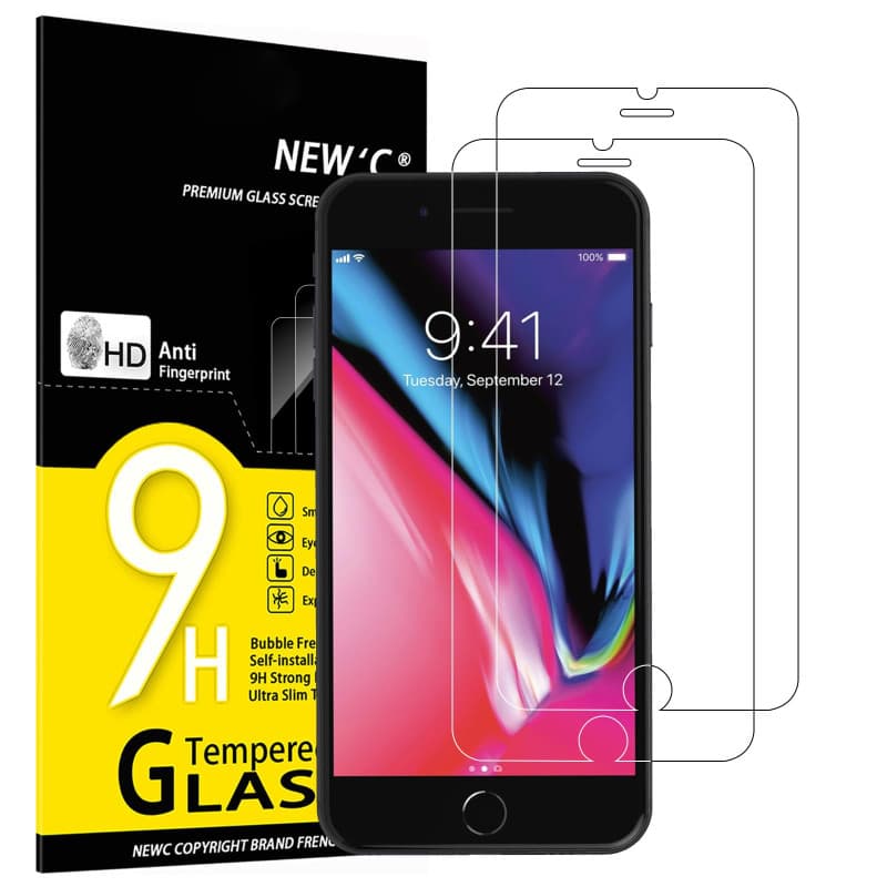 NEW'C Lot de 2, Verre Trempé pour iPhone 7 Plus et iPhone 8 Plus, Film Protection écran sans Bulles d'air Ultra Résistant (0,33m
