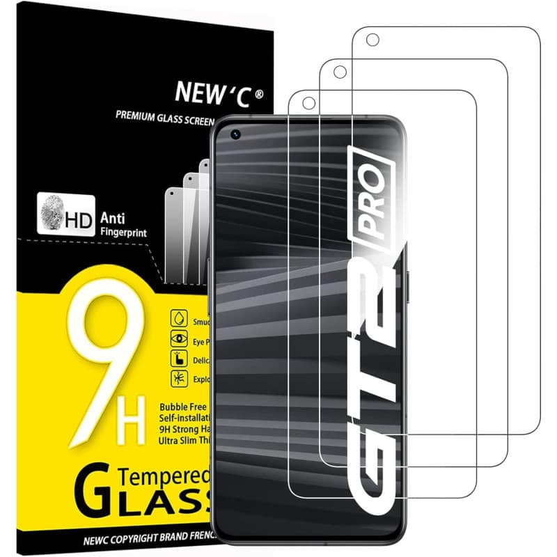 NEW'C Lot de 3, Verre Trempé pour Realme GT 2 Pro, Film Protection écran - sans Bulles d'air -Ultra Résistant (0,33mm HD Ultra T