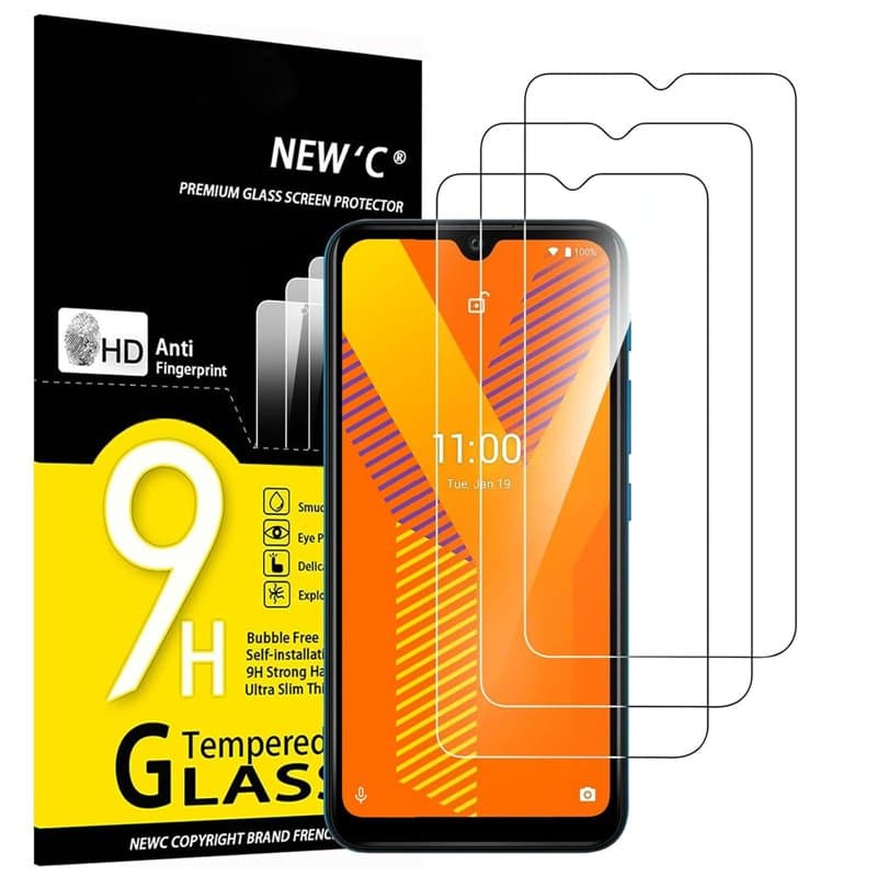 NEW'C Lot de 3, Verre Trempé pour Wiko Y62 / Wiko Y62 Plus, Film Protection écran - sans Bulles d'air -Ultra Résistant (0,33mm H