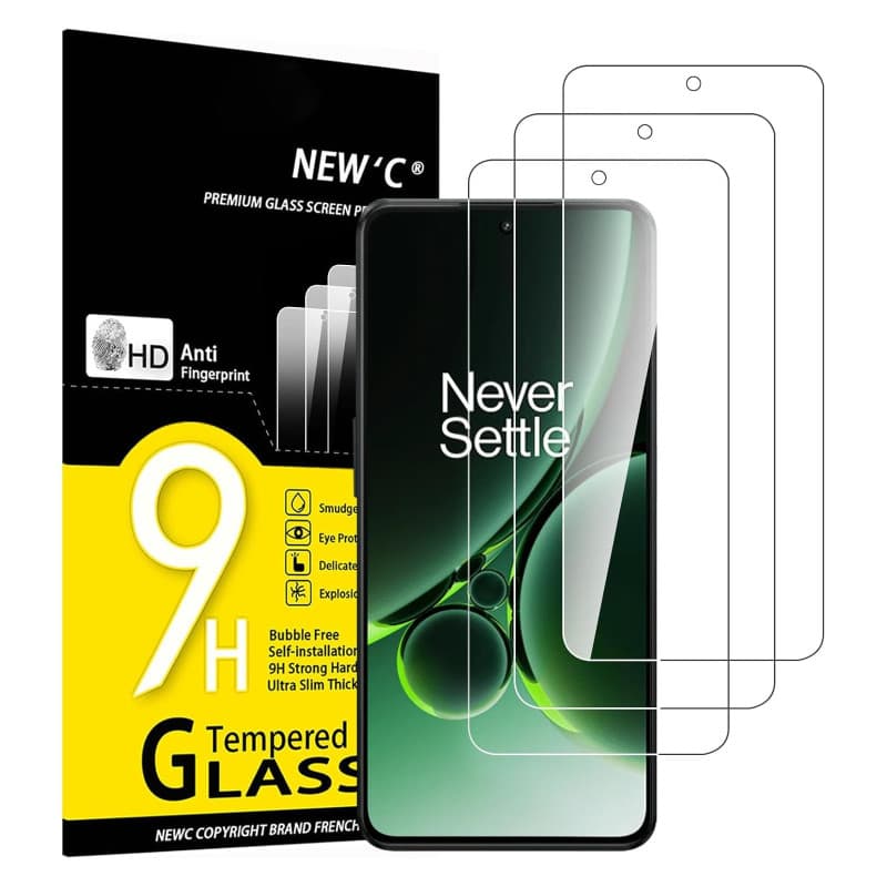 NEW'C Lot de 3, Verre Trempé pour OnePlus Nord 3 5G, Protection efficace contre les Rayures - sans Bulles - Ultra Résistant (0,3