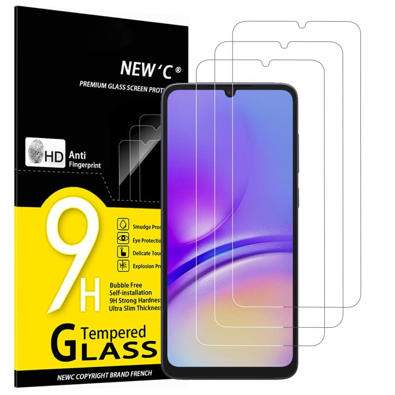NEW'C Lot de 3, Verre Trempé pour Samsung Galaxy A05, A05s, Film Protection écran sans Bulles d'air Ultra Résistant (0,33mm HD U