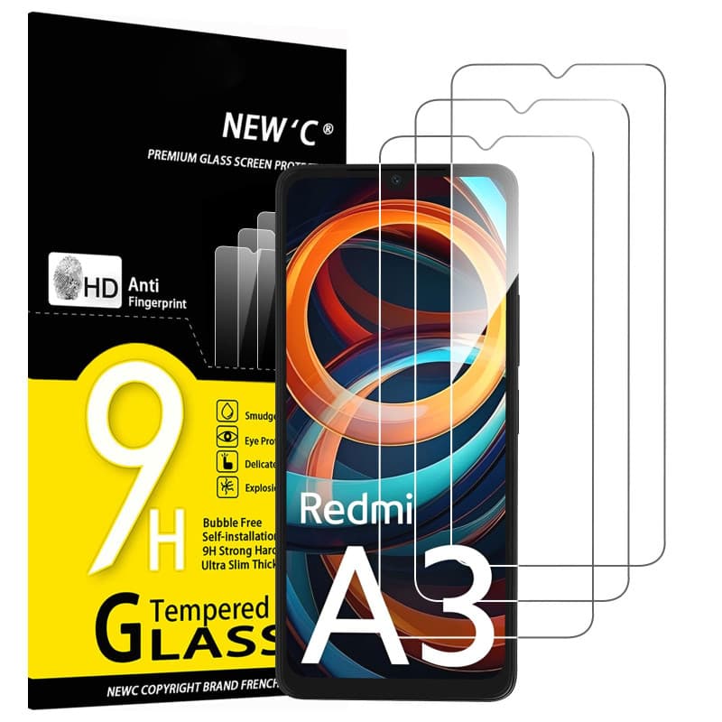 NEW'C Lot de 3, Verre Trempé pour Xiaomi Redmi A3 Film en Protection écran efficace contre les Rayures - sans Bulles - Ultra Rés