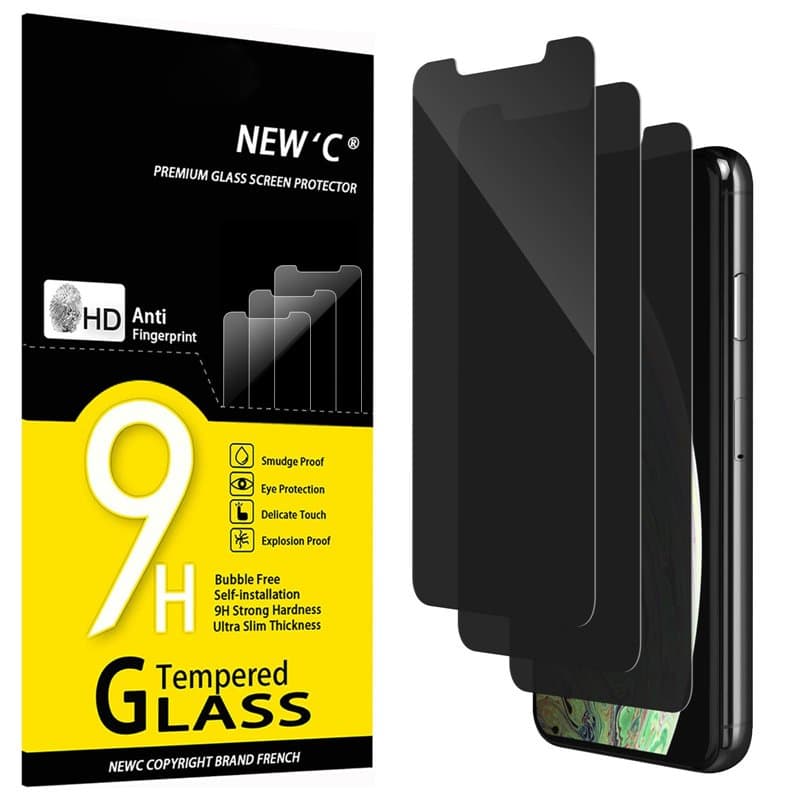 NEW'C Lot de 3, Verre Trempé Anti-Espion pour iPhone 11 Pro Max, iPhone XS Max (6,5 Pouces), Angle de Confidentialité 35 Degrés