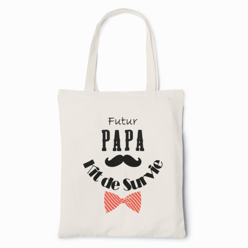 Zinello Design - Kit de Survie Futur Papa - Tote Bag Spécial Annonce Grossesse, Sac Cadeau Naissance, Idée Cadeau Futur Papa, Po