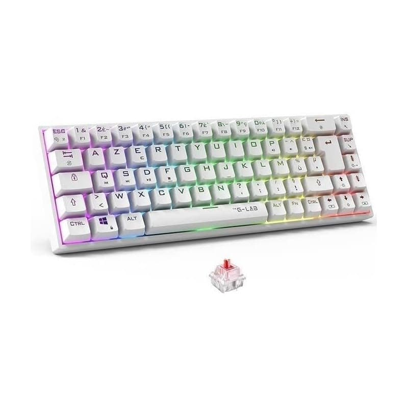 Clavier Gamer sans fil - The G-Lab - KEYZ TITAN - Mécanique (Switch Rouge) - Azerty - Triple mode - RGB - Blanc