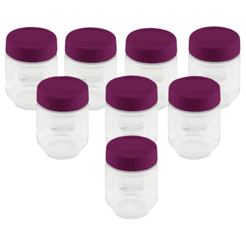 Little Balance 8539 yaourts, Verre, 190 milliliters, Pot Transparent-Couvercle Prune