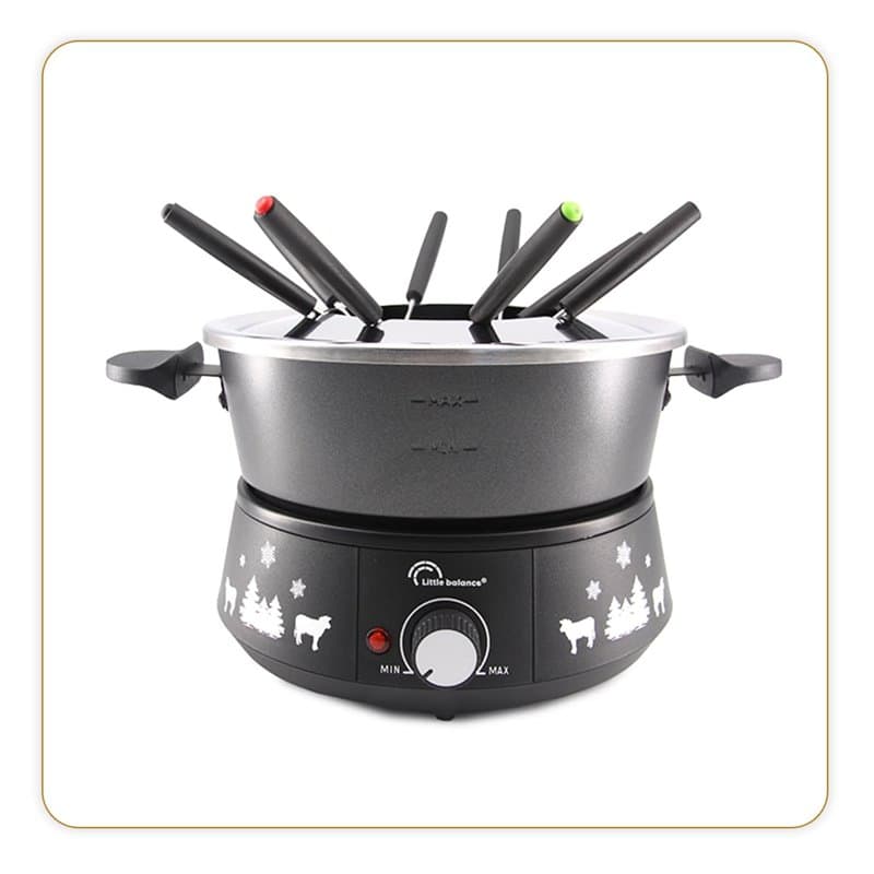 LITTLE BALANCE 8690 Black Fondue 8 Meuuuh...!, Appareil à fondue 8 personnes, Caquelon anti-adhésif grande contenance 2 litres,