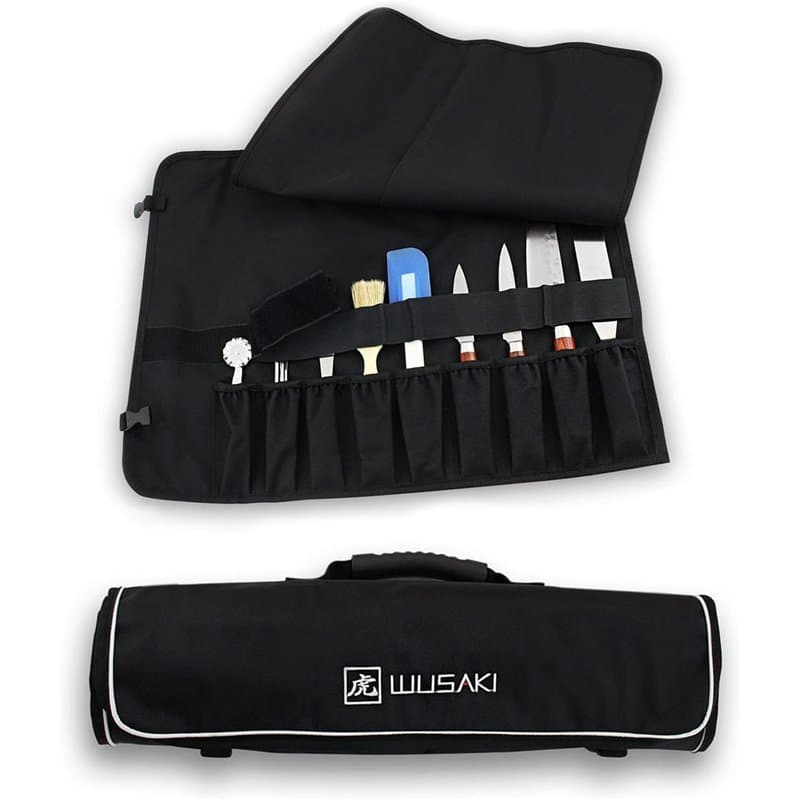 Trousse de cuisinier WUSAKI vide pour chefs professionnels et étudiants en école hotelière – 9 places + 2 poches de rangement