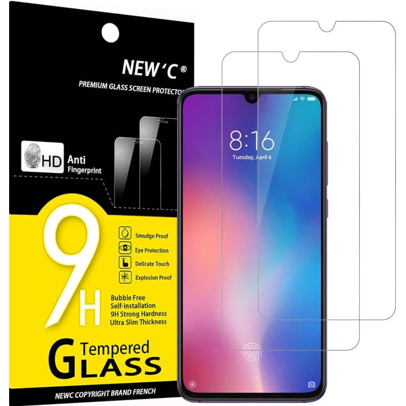 NEW'C Lot de 2, Verre Trempé pour Xiaomi Mi 9, Mi 9 Pro, Xiaomi CC9, Film Protection écran sans Bulles d'air Ultra Résistant (0,