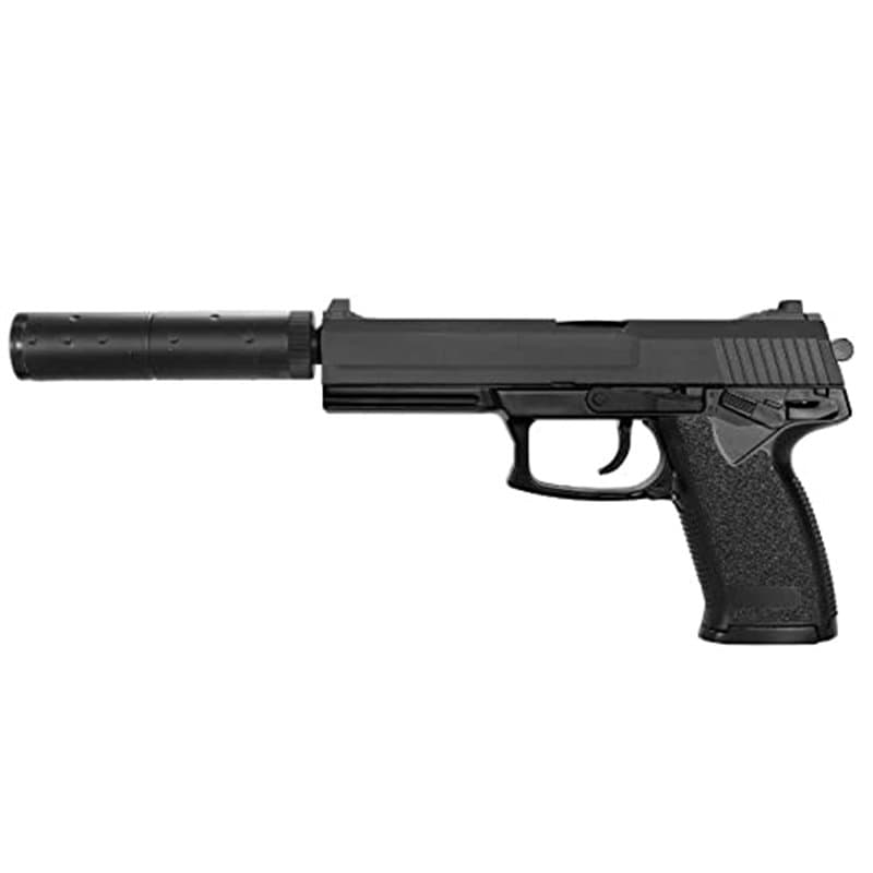 2EAGLE Pistolet Airsoft MK23 avec Silencieux factice-modèle à Ressort (Spring)-armement Manuel/Mode Coup par Coup-Couleur: Noir