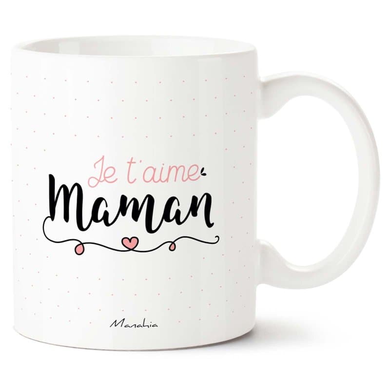 Manahia Mug Cadeau Maman Tasse Personnalisée - Je t'aime Maman - Avec Boite Kraft - Imprimé en France - 330 mL, Céramique - Futu