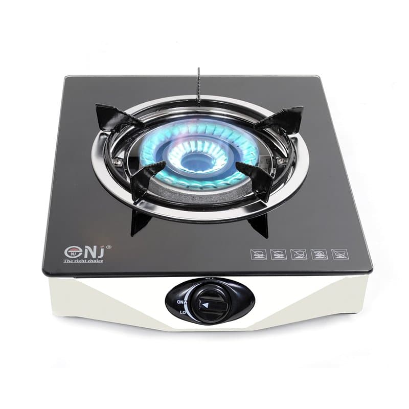 NJ NGB-S1 Réchaud gaz Portable Intérieur - Plaque de cuisson Gaz Autoportante en Verre Noir à Gaz avec Brûleur GPL pour Caravane