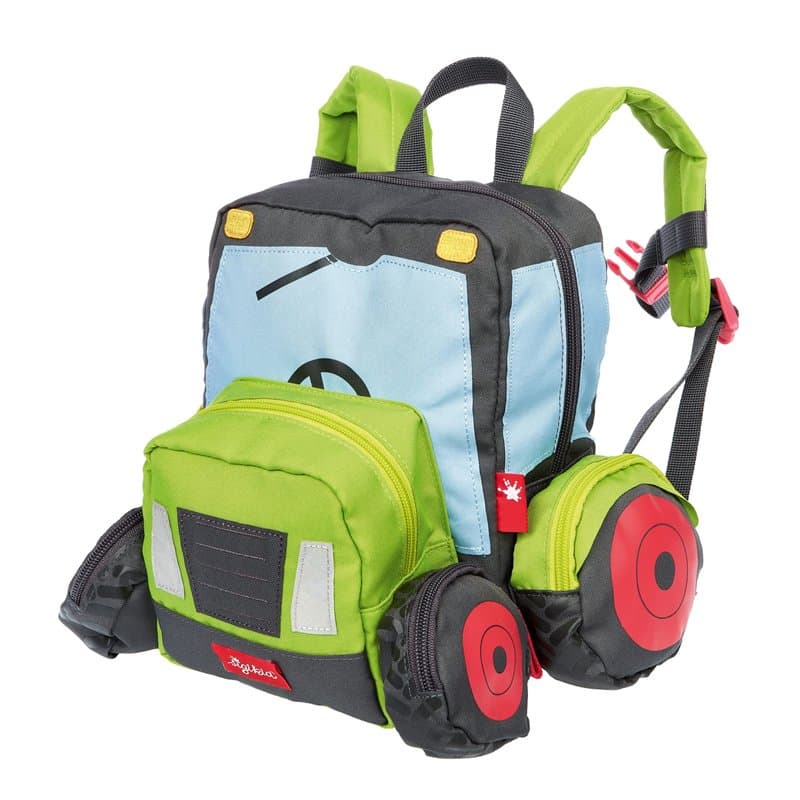 Sigikid Rucksack, Traktor, Sac à Dos Mixte Enfant, Vert/Tracteur, 25x28x18 cm
