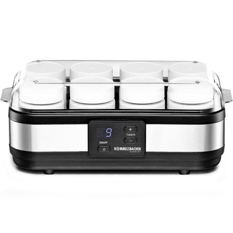 Rommelsbacher JG 40, Yaourtière en Acier Inoxydable/Noir, 8 pots de 1 - 220 - 240 V = 40 watts