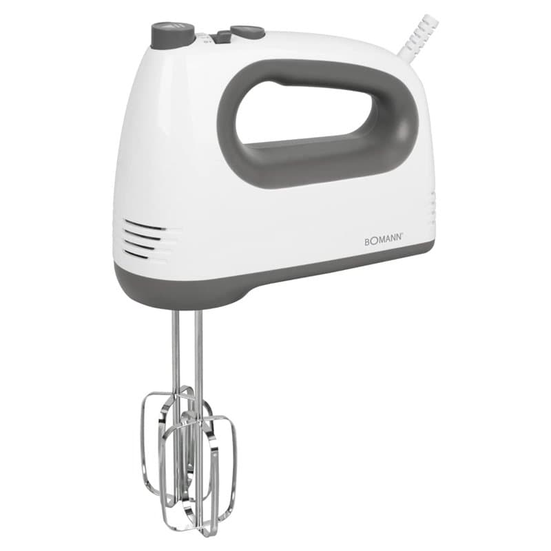 Bomann HM 6054 CB Batteur à main avec 5 vitesses, niveau turbo et bouton d'éjection en acier inoxydable Blanc/gris