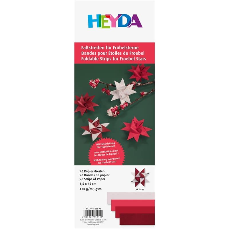 Heyda Lot de bandes pliantes pour étoiles folles 1,5 x 45 cm Rouge