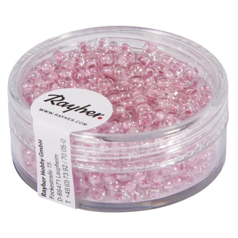 Rayher Perles rocailles Arktis en verre, lustrées 2,6mm ø bte 17g rose, 14312254