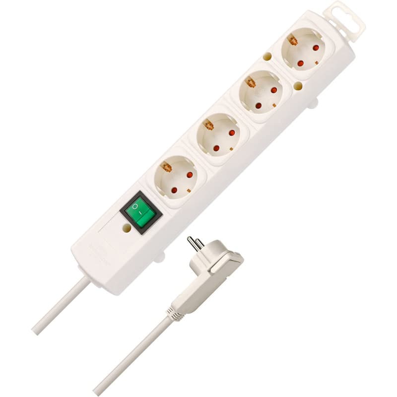 Brennenstuhl Multiprise 4 voies Comfort-Line Plus (avec prise plate, interrupteur, prises extra larges), 250 V, blanche, câble d