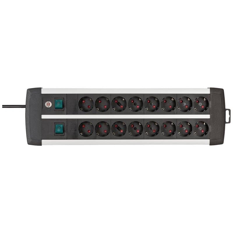 Brennenstuhl 1391000916 - Base múltiple Premium-Alu-Line Technics Con 2 y 3 interruptores (16 Tomas) Multicolore