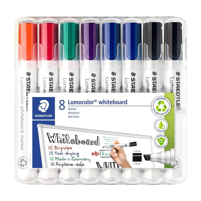 STAEDTLER 351 B Marqueur pour tableau blanc Lumocolor 351 B, pointe biseautée env. 2 ou 5 mm de largeur, haute qualité fabriqué