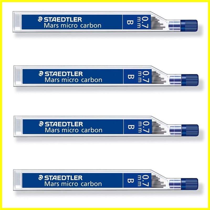 STAEDTLER Mars Micro Carbon 250 0,7 mm – B – Recharges de mines – 4 tubes / paquets (48 mines) – B