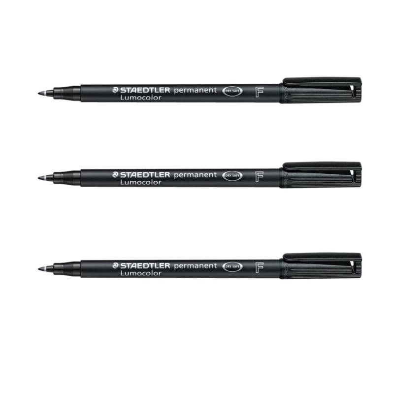 STAEDTLER Lot de 3 Marqueurs permanent "Lumocolor 318F" pointe fine noir