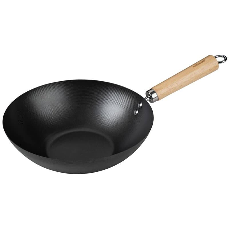 FACKELMANN Poêle wok 26 cm - Wok pour cuisiner, ragoût et rôtir - Convient pour cuisinière à gaz, céramique et électrique, manch