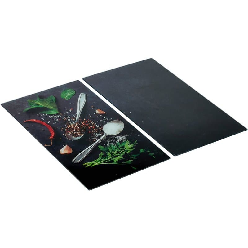 WENKO Allstar Plaque de Protection en Verre Basilic Set de 2 - Set de 2, Couvre-Plaque de Cuisson pour plaques de Cuisson vitroc