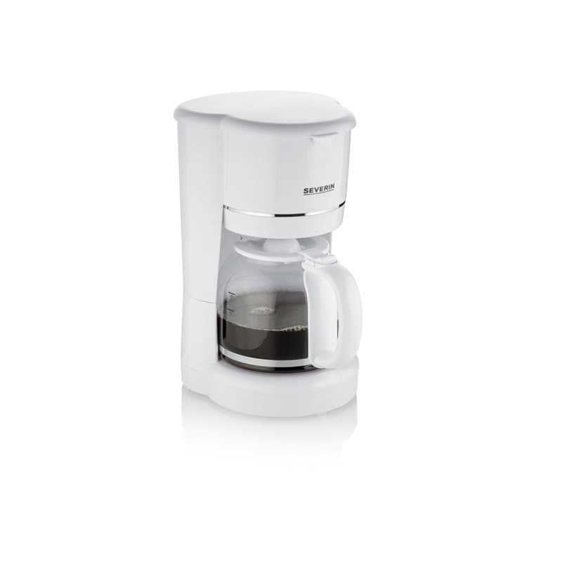 SEVERIN Cafetière Filtre, 900W, 1,4L, Jusqu'à 10 tasses, Système anti-goutte, Filtre permanent amovible, Plaque chauffante, Blan