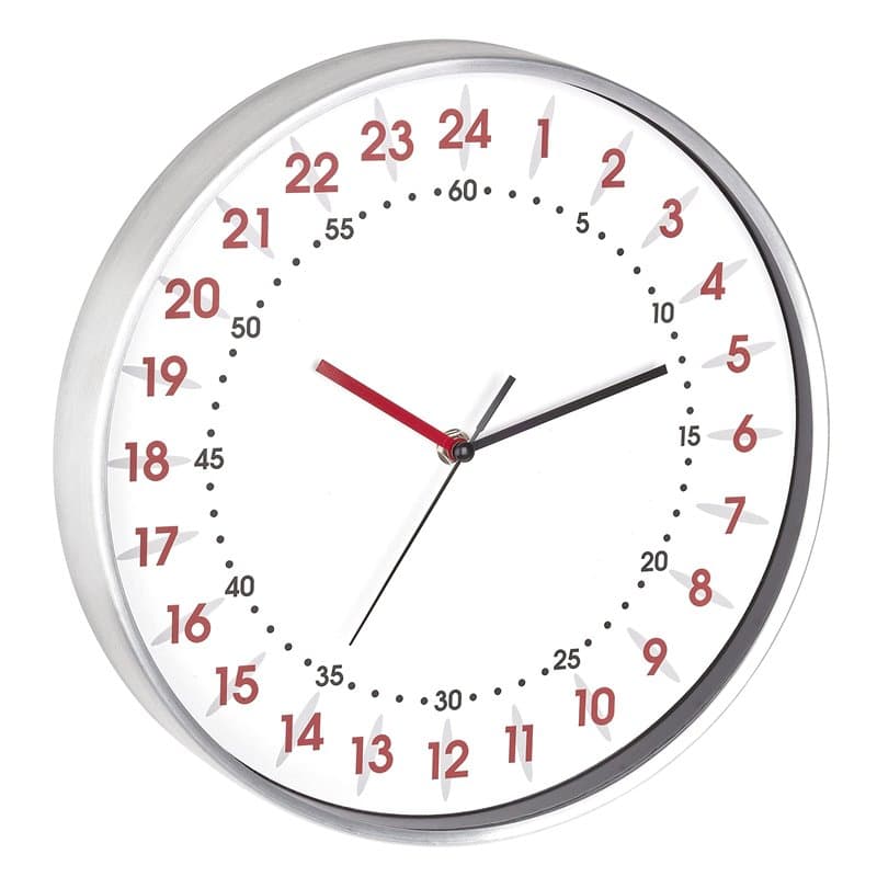 TFA Dostmann Horloge Murale analogique, Affichage 24 Heures, 60.3069.02, avec Chiffres des Heures Rouges et des Minutes Noirs, C