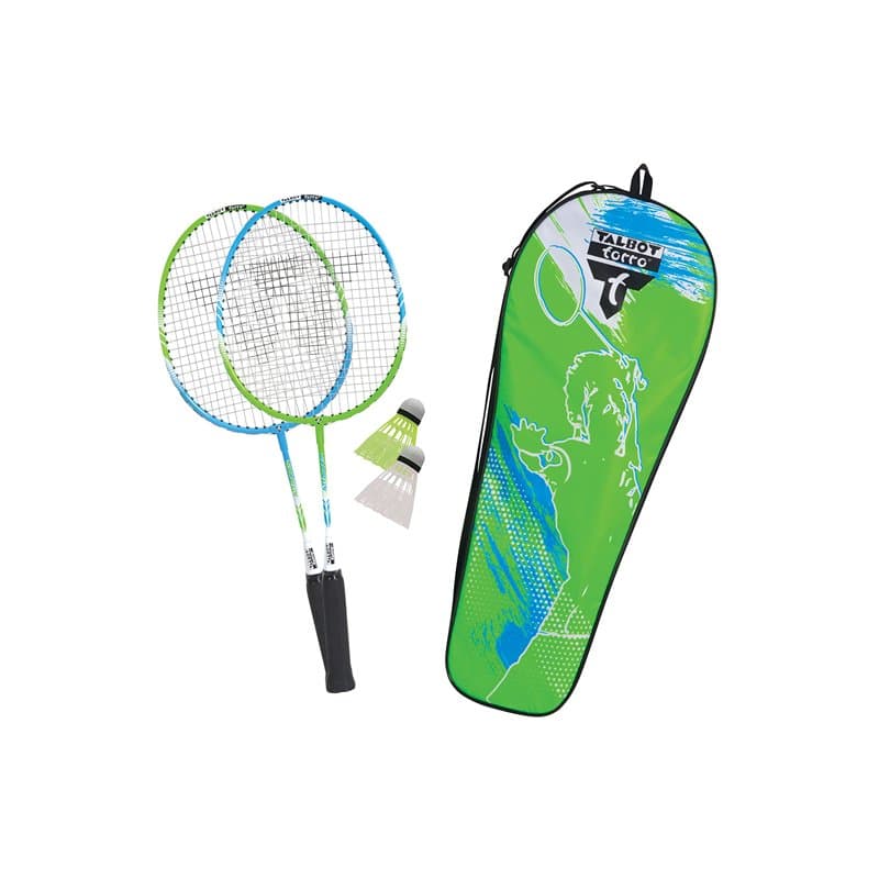 Talbot Torro Set de Badminton 2-Attacker Junior, pour Enfants, 2 Raquettes Raccourcies 53 cm, 2 Volants, dans Un Sac Précieux, 4