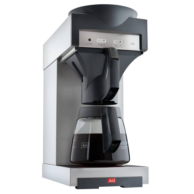 Melitta Cafetière filtrante avec carafe en verre 1,8 L plaque chauffante 17 m en acier inoxydable noir