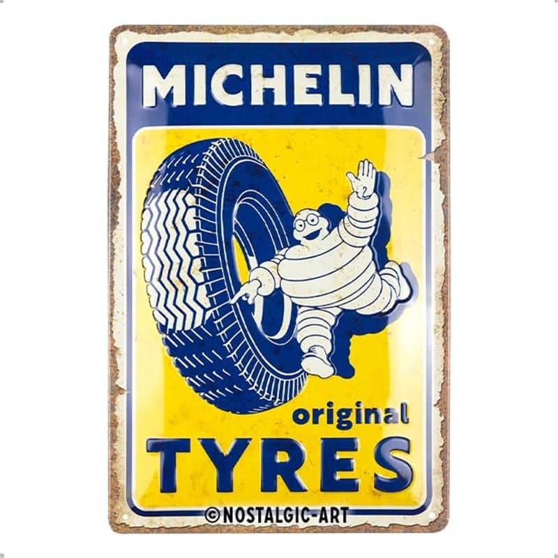 Nostalgic-Art Plaque rétro, 20 x 30 cm, Michelin – Original Tyres – Idée de cadeau pour fans de moteur, en métal, design vintage