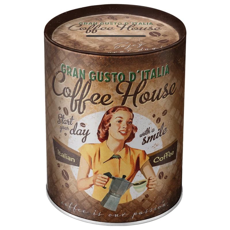 Nostalgic-Art Tirelire rétro, 1 l, Coffee Fund – Idée de Cadeau pour Amateurs de café, Boîte à Billets en métal, Tire-Lire en Fe