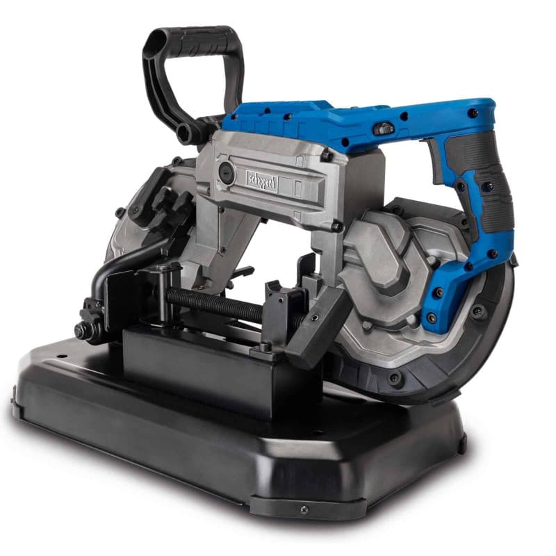 Scheppach Scie à ruban à métaux MBS1200XT – 1100 W – Hauteur de coupe 127 mm – Vitesse variable 0,7-2,4 m/s – Tête inclinable –