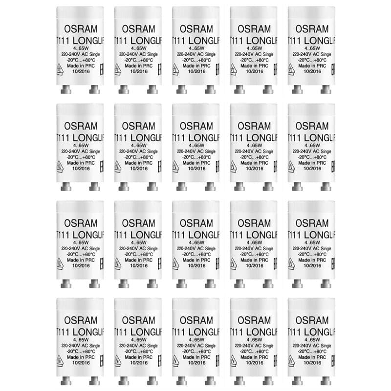 OSRAM Lot de 20 Starters ST111 LONGLIFE Pour tube Fluo 4-65 W utilisation individuelle