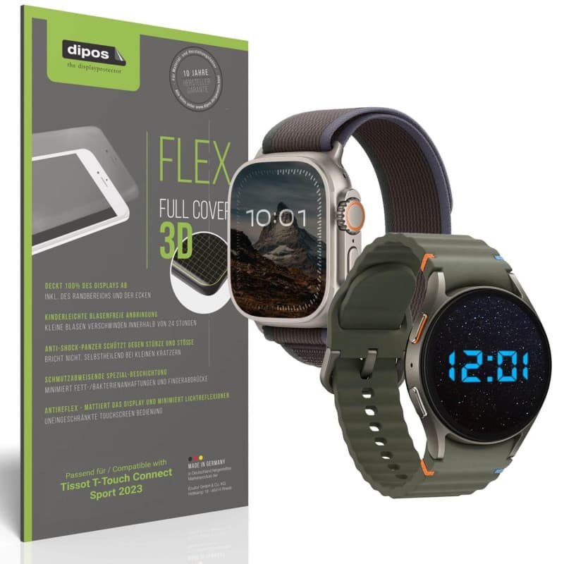 dipos FLEX 2x Protection ecrán mat compatible avec Tissot T-Touch Connect Sport 2023 Films de protection d'écran, antireflet, 10