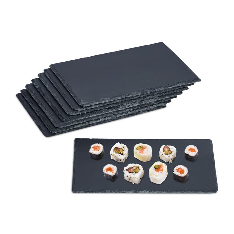 Relaxdays Plat de Service, lot 8, rectangulaire, pour Servir Fromage/sushis/Desserts, 26 x 16 cm, Noir