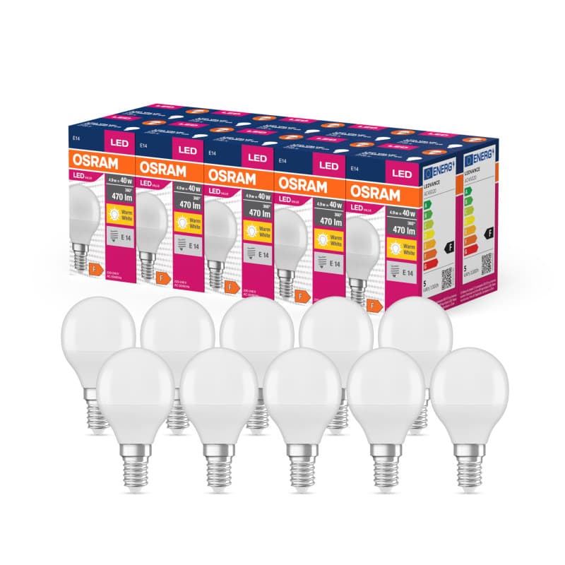OSRAM Valeur d'étoile LED Classic P40 LAMPE LED pour la prise E14, forme de goutte, FR, 470 lumens, blanc chaud (2700k), remplac