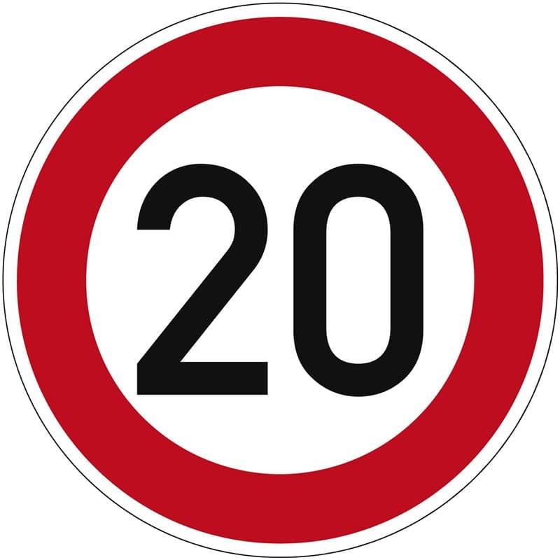 Panneau de signalisation Vitesse maximale autorisée 20km/h | No. 274-20 | Ø 420mm, alu 2mm, RA1 | RAL | Panneau de signalisation