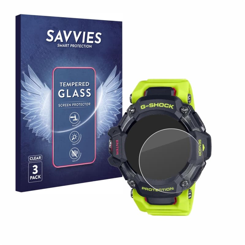 savvies Verre Trempé pour Casio G-Shock GBD-H2000 (3 Pièces) Vitre Protection Ecran, Film Trempé de Verre, Dureté 9H