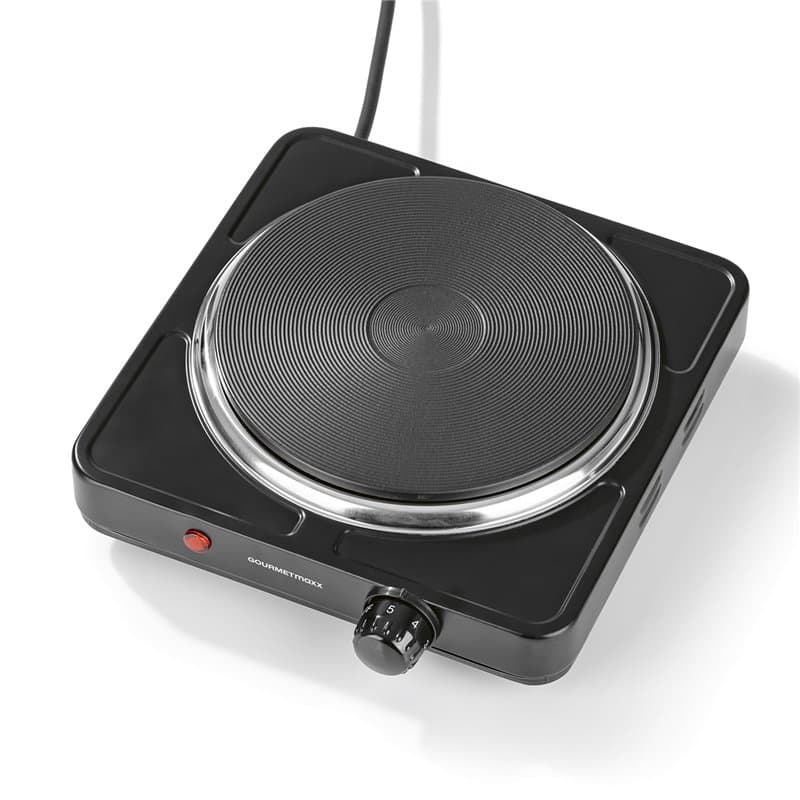 GOURMETmaxx Plaque de cuisson électrique compacte, 1500 W, contrôle de la température en continu, thermostat intégré, témoin lum