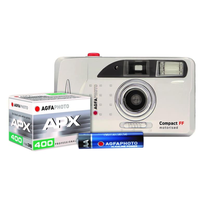 AgfaPhoto Set Analog 603020 – Appareil Photo Argentique Réutilisable Motorisé – Pellicule et Pile Incluses
