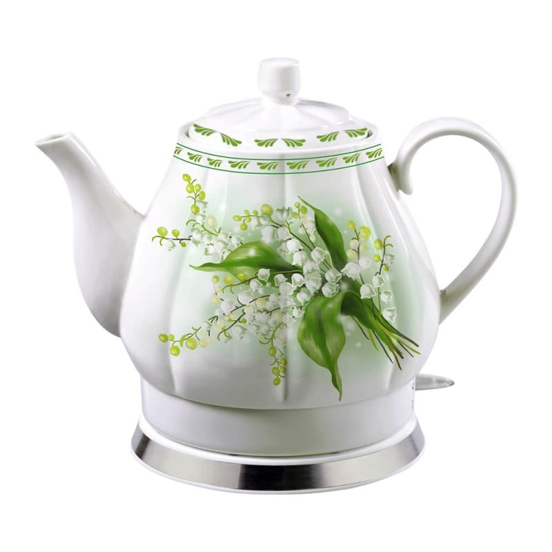 Bouilloire électrique en porcelaine motif muguet 1,7 l 1500 - 1600 W