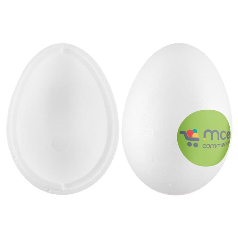 MCE-Commerce Œuf en polystyrène de 21 cm, 2, 1 pièce, pour Bricolage et décoration de Pâques, Blanc